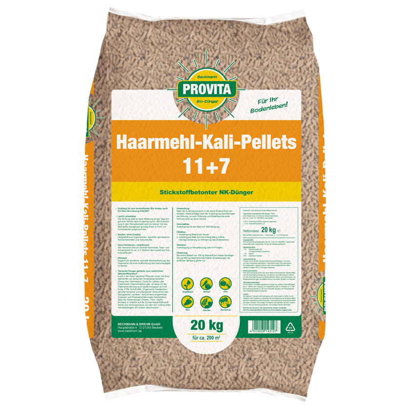 Haarmehl Kali Pellets Sack 20kg (Im Bio-Landbau zugelassen) Haarmehl Kali Pellets Sack 20kg (Im Bio-Landbau zugelassen)